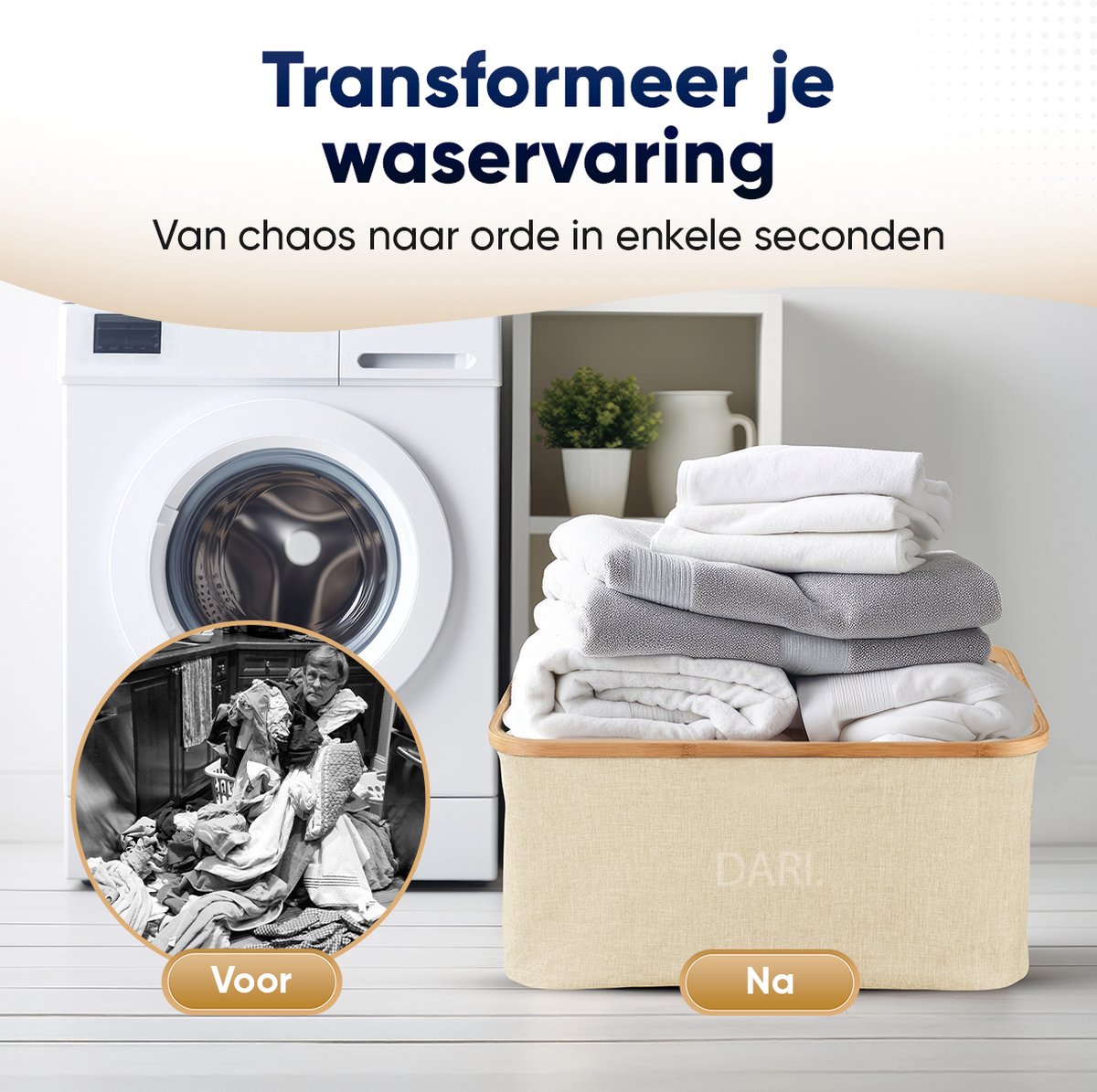 DARI 45L Wasmand | Opvouwbaar met Bamboe Frame