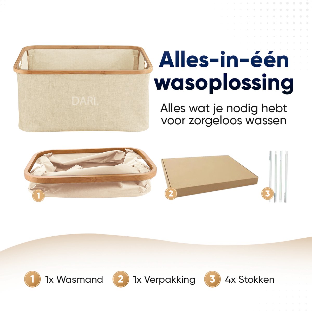 DARI 45L Wasmand | Opvouwbaar met Bamboe Frame