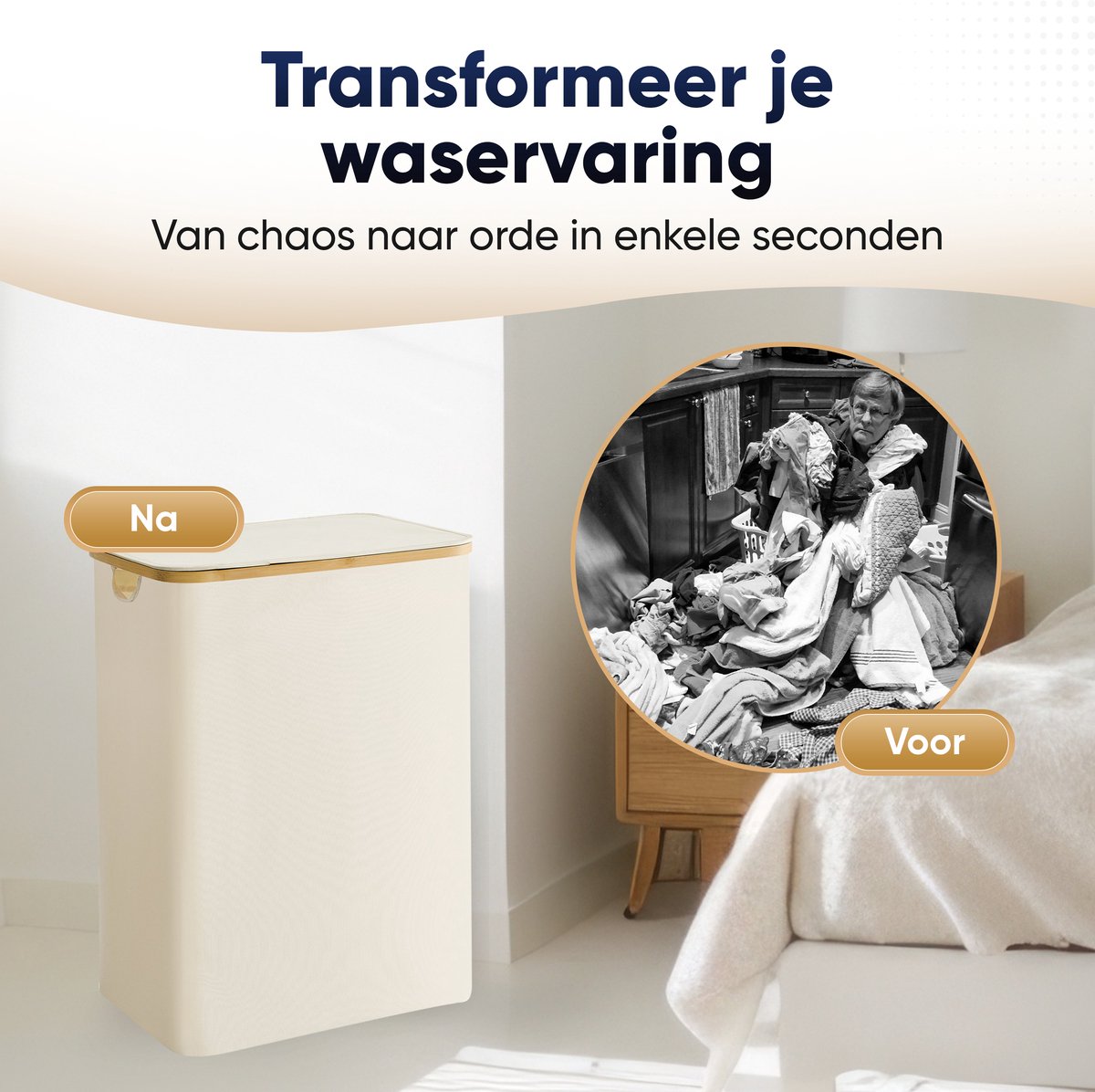 DARI 145L Wasmand | Opvouwbaar met Bamboe Frame