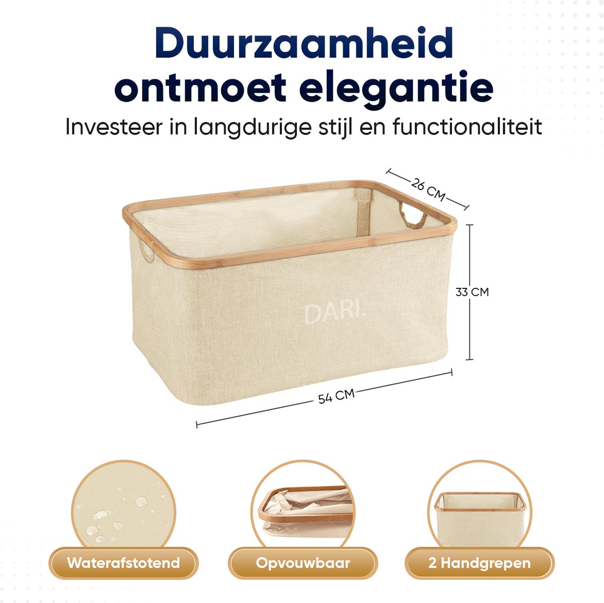 DARI 45L Wasmand | Opvouwbaar met Bamboe Frame