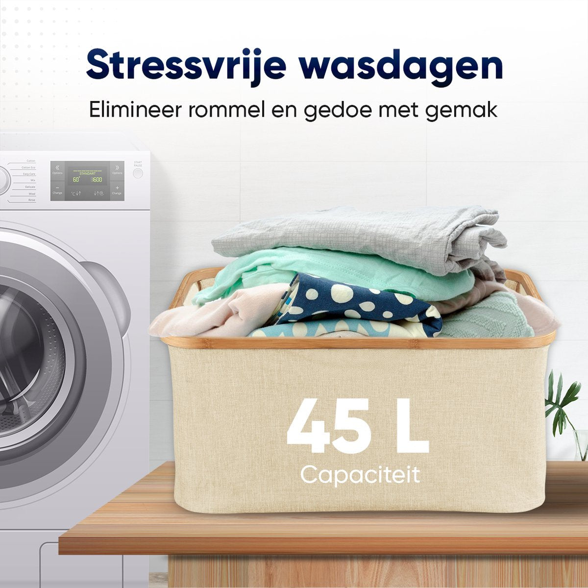 DARI 45L Wasmand | Opvouwbaar met Bamboe Frame