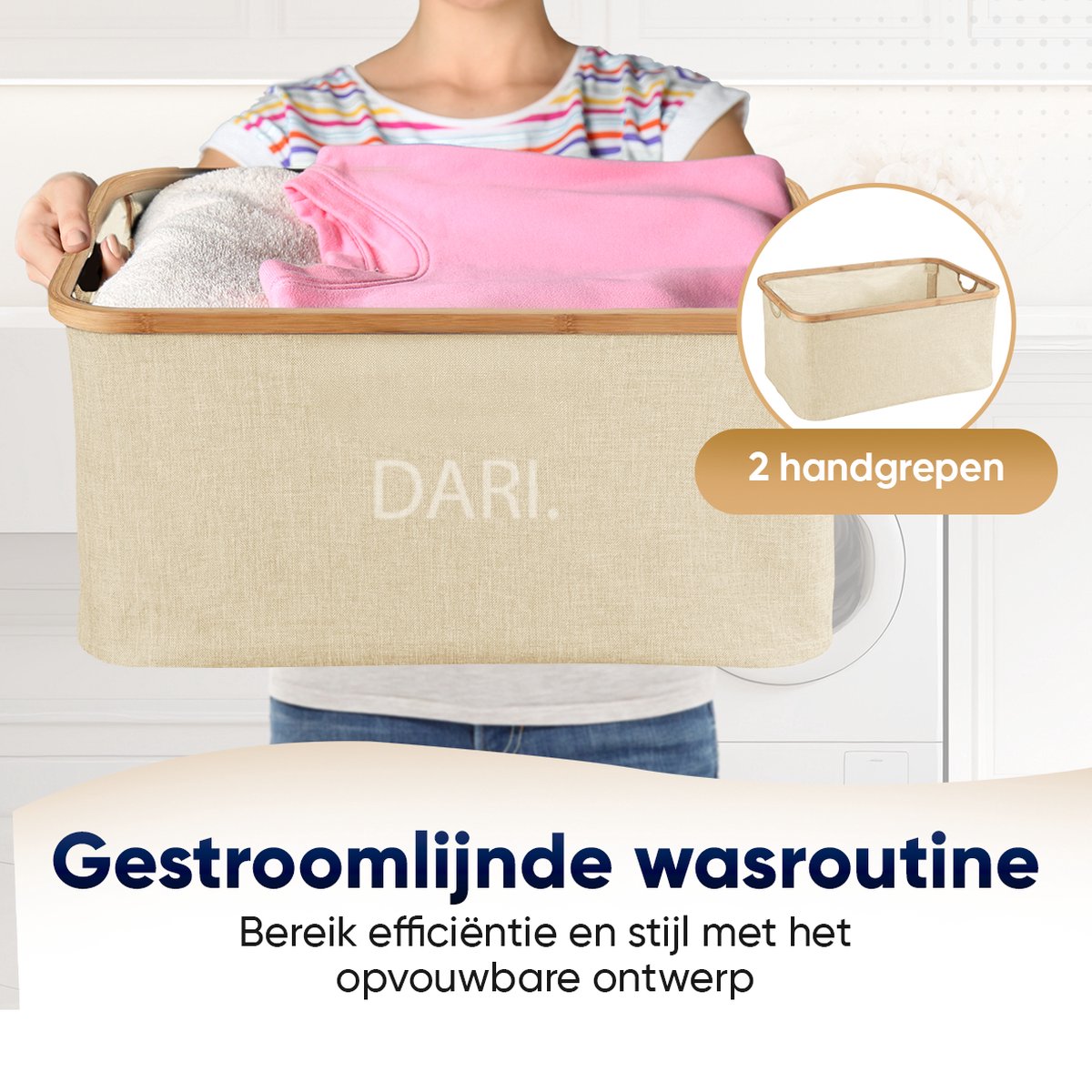 DARI 45L Wasmand | Opvouwbaar met Bamboe Frame
