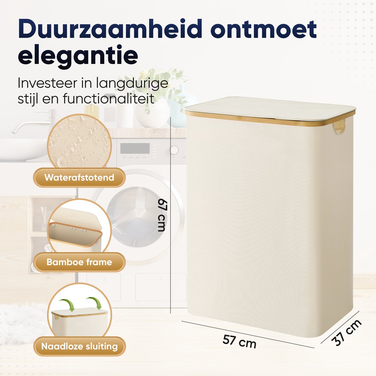 DARI 145L Wasmand | Opvouwbaar met Bamboe Frame